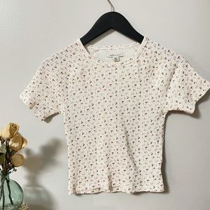 Y2K Flower Crop Top • Flower Print Ribbed Tee